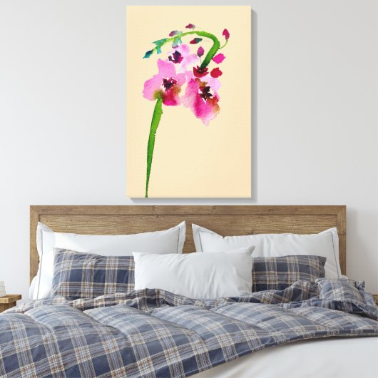 Roze waterverf Verbascum blush Canvas Afdruk (Insitu (Slaapkamer))