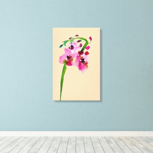 Roze waterverf Verbascum blush Canvas Afdruk (Insitu (Houten vloer))