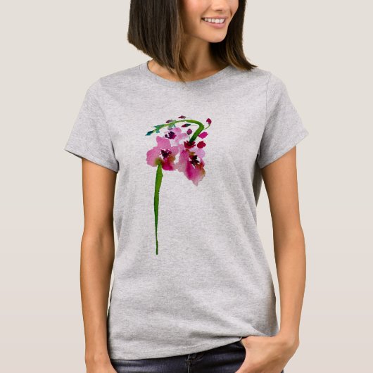 Roze waterverf Verbascum blush T-shirt (Voorkant)