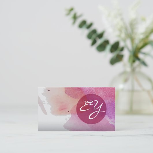 Roze Waterverf Verf Abstract Verfplaat Visitekaartje (Staand voorkant)