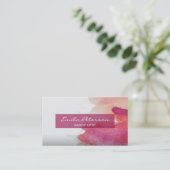 Roze Waterverf Verf Abstract Verfplaat Visitekaartje (Staand voorkant)