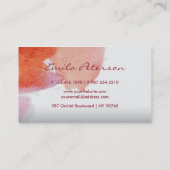 Roze Waterverf Verf Abstract Verfplaat Visitekaartje (Achterkant)