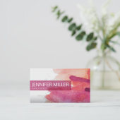 Roze Waterverf Verf Abstract Verfplaat Visitekaartje (Staand voorkant)