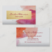 Roze Waterverf Verf Abstract Verfplaat Visitekaartje (Voorkant / Achterkant)