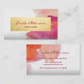 Roze Waterverf Verf Abstract Verfplaat Visitekaartje (Voorkant / Achterkant)