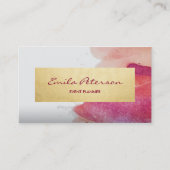 Roze Waterverf Verf Abstract Verfplaat Visitekaartje (Voorkant)