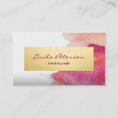 Roze Waterverf Verf Abstract Verfplaat Visitekaartje (Voorkant)