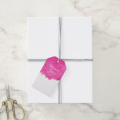 Roze Waterverf Verf Splatter Dank u Cadeaulabel (Met Touw)