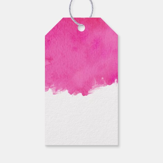 Roze Waterverf Verf Splatter Dank u Cadeaulabel (Achterkant)