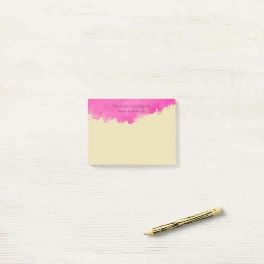 Roze Waterverf Verf Splatter Post-it® Notes (Op bureau)