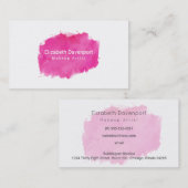 Roze Waterverf Verf Splatter Visitekaartje (Voorkant / Achterkant)
