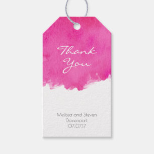 Roze Waterverf Verf Splatter Weddenschap Bedankt Cadeaulabel