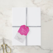 Roze Waterverf Verf Splatter Weddenschap Bedankt Cadeaulabel (Met Touw)