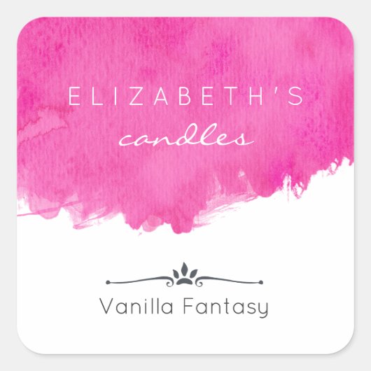 Roze Waterverf verfspetterkaars Vierkante Sticker (Voorkant)