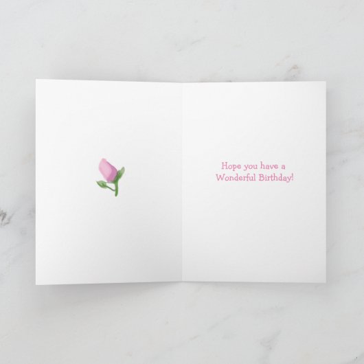 Roze waterverf verjaardag nu en toen foto's kaart (Binnen)