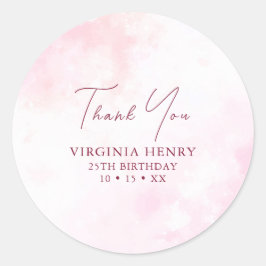 Roze Waterverf verjaardag Ronde Sticker