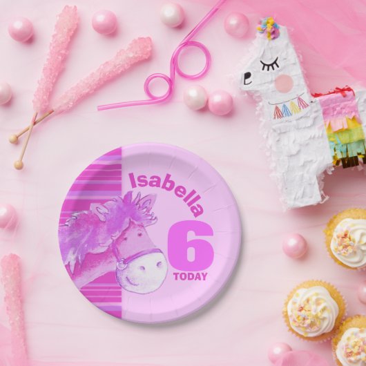 Roze waterverf verjaardagsfeestje bord (Feest)