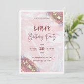 Roze Waterverf Verjaardagsfeestuitnodiging Kaart (Staand voorkant)