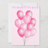 Roze Waterverf Verjaardagsfeestuitnodiging Kaart (Achterkant)