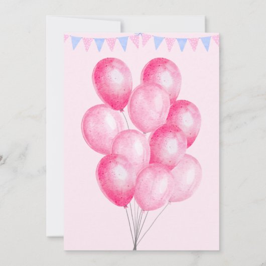 Roze Waterverf Verjaardagsfeestuitnodiging Kaart (Achterkant)