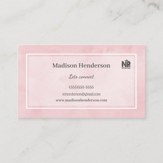 Roze Waterverf verpleegkundige Visitekaartjes (Achterkant)