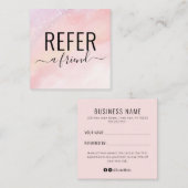 Roze Waterverf Verwijs een Kaart van de Verwijzing Vierkante Visitekaartje (Voorkant / Achterkant)