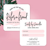 Roze Waterverf Verwijs Een Vriend Salon Verwijzing Vierkante Visitekaartje