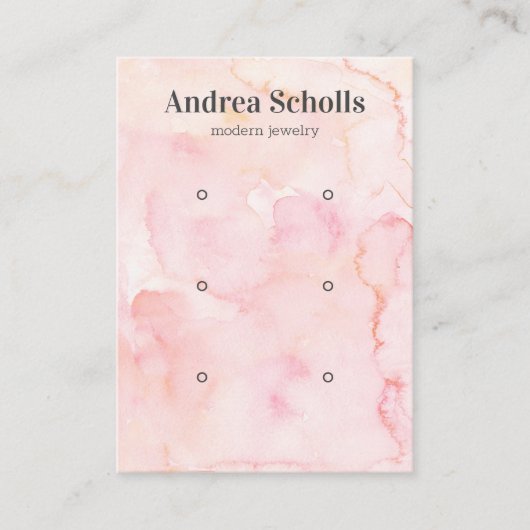 Roze Waterverf Vetgedrukte Sieraden 3 Oorbel Displ Visitekaartje (Voorkant)