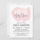 Roze Waterverf Virtual Baby shower Invitation Kaart (Voorkant)