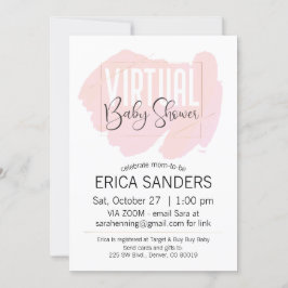Roze Waterverf Virtual Baby shower Invitation Kaart