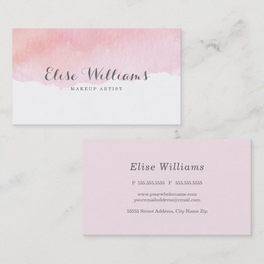Roze Waterverf Visitekaartje (Voorkant / Achterkant)