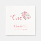 Roze Waterverf vlinder 1e verjaardagsfeest Servet (Voorkant)