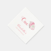 Roze Waterverf vlinder 1e verjaardagsfeest Servet (Hoek)