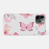 Roze Waterverf Vlinder Bloem Tuin Case-Mate iPhone Case (Achterkant (horizontaal))