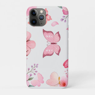 Roze Waterverf Vlinder Bloem Tuin Case-Mate iPhone Case