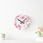 Roze Waterverf Vlinder Bloementuin Ronde Klok (Huis)