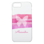 Roze Waterverf vlinder gepersonaliseerd Case-Mate iPhone Case (Achterkant)