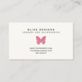 Roze Waterverf Vlinder Logo Eenvoudig Elegant Visitekaartje (Achterkant)