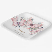 Roze Waterverf Vlinder Meisje Baby shower Papieren Bordje (Gebogen)