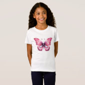 Roze waterverf vlinder t-shirt (Voorkant volledig)