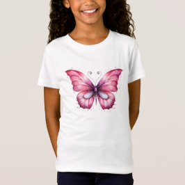 Roze waterverf vlinder t-shirt