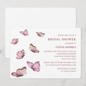 Roze waterverf vlinders. Elegant Vrijgezellenfeest Kaart (Voorkant / Achterkant)