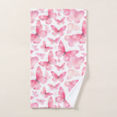 Roze waterverf Vlinders Handdoek set (Handdoek)