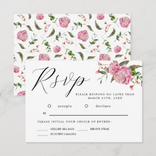 Roze Waterverf Vloeiend RSVP-Kaart RSVP Kaartje