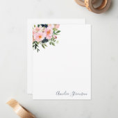 roze Waterverf Vloerscript naam Notitiekaartje (Voorkant / Achterkant in situ)