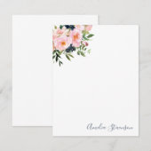 roze Waterverf Vloerscript naam Notitiekaartje (Voorkant / Achterkant)