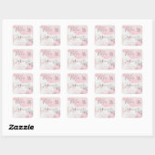  roze Waterverf Vloervlinder bruiloft Vierkante Sticker (Vel)