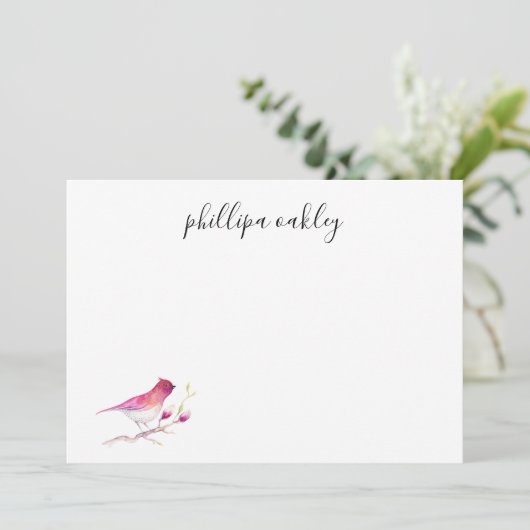  roze Waterverf Vogelspeciaal gepersonaliseerd vla (Staand voorkant)