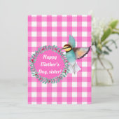 Roze Waterverf Vogelzuster Moederdag Feestdagenkaart (Staand voorkant)