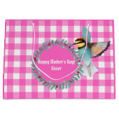  Roze Waterverf Vogelzuster Moederdag Groot Cadeauzakje (Voorkant)